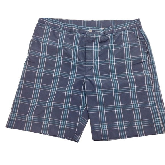 Ben Hogan Performance Golf Shorts Men Size 40 Blue Plaid Flat Front - Picture 1 of 5